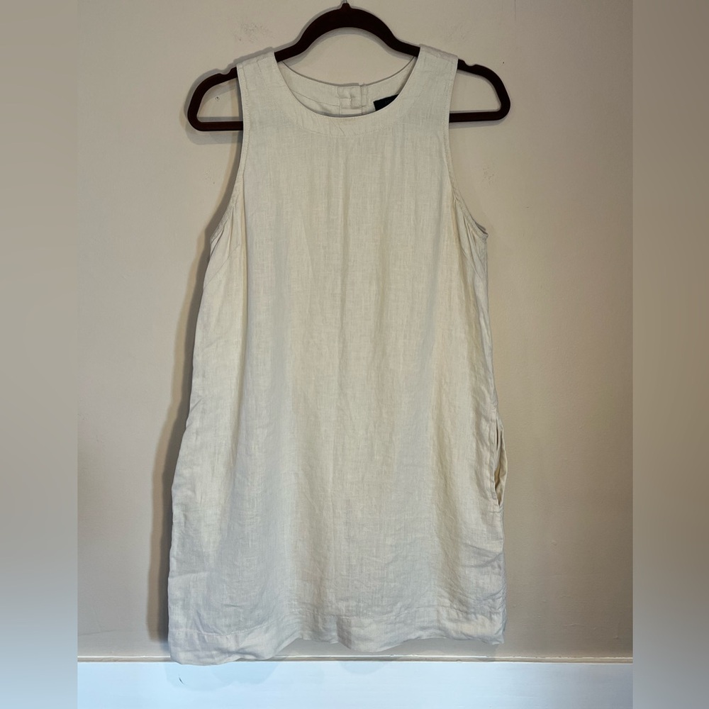 J.CREW Ivory Linen Sleeveless Shift Dress Size Small